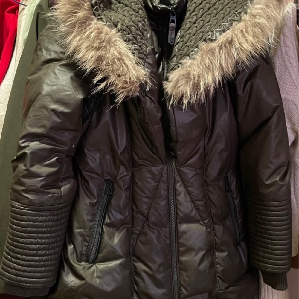 RUDSAK Dark Brown Puffer Jacket with Fur Hood